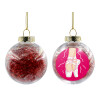 Transparent Christmas tree ball ornament with red filling 8cm