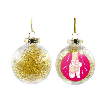 Πουεντ, Χριστουγεννιάτικη μπάλα δένδρου διάφανη με χρυσό γέμισμα 8cm