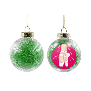 Πουεντ, Χριστουγεννιάτικη μπάλα δένδρου διάφανη με πράσινο γέμισμα 8cm