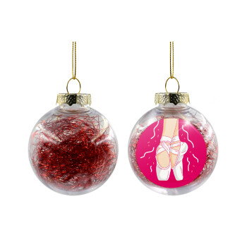 Πουεντ, Χριστουγεννιάτικη μπάλα δένδρου διάφανη με κόκκινο γέμισμα 8cm