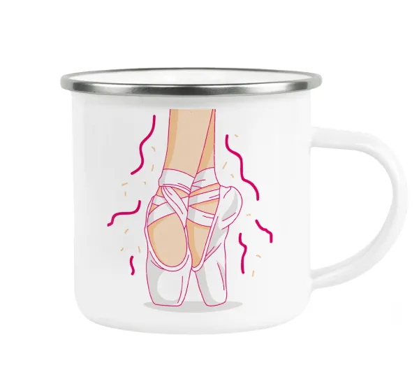 Πουεντ — Metallic enamel cup white 360ml