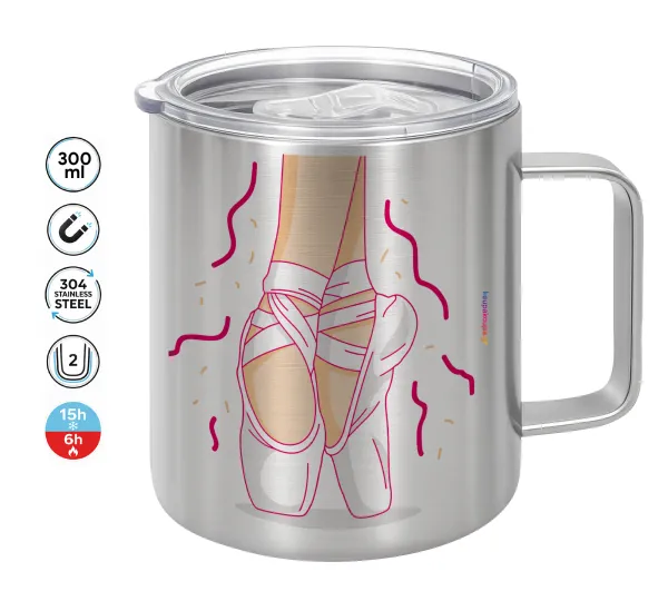 Πουεντ — Double-walled stainless steel mug 300ml with temperature-retaining lid