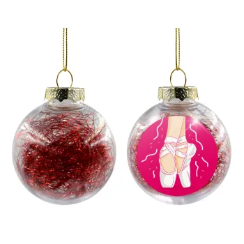 Πουεντ, Transparent Christmas tree ball ornament with red filling 8cm