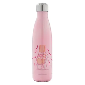 Πουεντ, Μεταλλικό παγούρι θερμός Ροζ Ιριδίζον (Stainless steel), διπλού τοιχώματος, 500ml