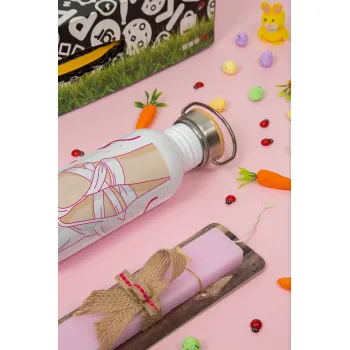 Πουεντ, Easter Set, SS Metallic water bottle (620ml, stainless steel) & scented flat Easter candle (30cm) (PINK)