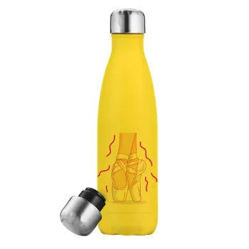 Πουεντ, Yellow Stainless Steel Metallic Thermos, double-walled, 500ml
