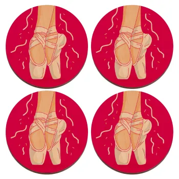 Πουεντ, ΣΕΤ x4 Σουβέρ ξύλινα στρογγυλά plywood (9cm)