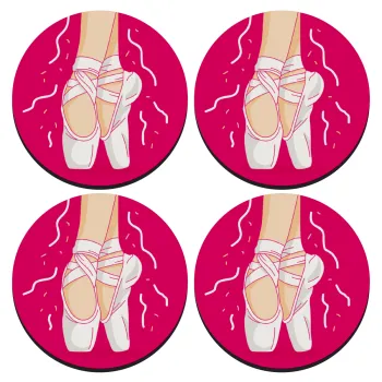 Πουεντ, ΣΕΤ 4 Σουβέρ ξύλινα στρογγυλά (9cm)