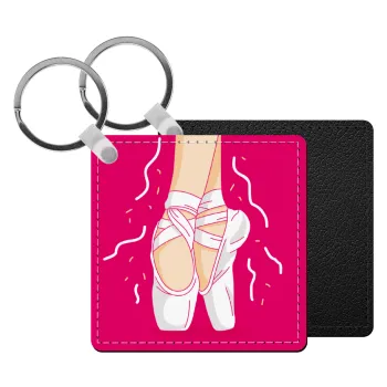 Πουεντ, Μπρελόκ Δερματίνη, τετράγωνο ΜΑΥΡΟ (5x5cm)