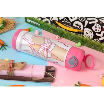 Πουεντ, Easter candle, Childrens hot water bottle, stainless steel, with safety straw, PINK (500ml)