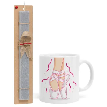 Πουεντ, Easter Set, Ceramic Cup (330ml) & Easter aromatic flat candle (30cm) (GRAY)