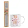 Easter Set, Ceramic Cup (330ml) & Easter aromatic flat candle (30cm) (GRAY)