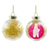 Transparent Christmas tree ball ornament with gold filling 8cm