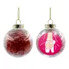 Transparent Christmas tree ball ornament with red filling 8cm