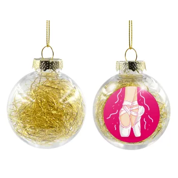 Πουεντ, Στολίδι Χριστουγεννιάτικη μπάλα δένδρου διάφανη με χρυσό γέμισμα 8cm