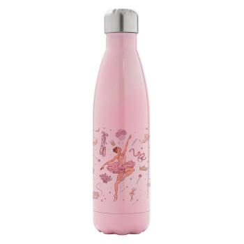 Ballet Dancer, Metal mug thermos Pink Iridiscent (Stainless steel), double wall, 500ml