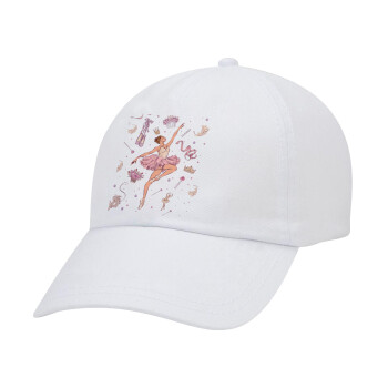 Μπαλαρίνα, Καπέλο Baseball Λευκό (5-φύλλο, unisex)