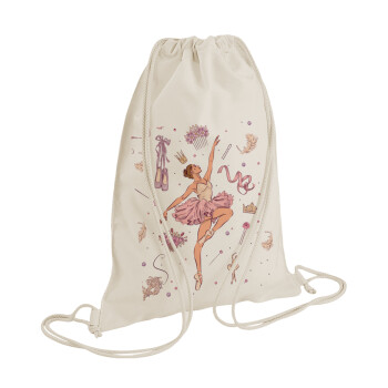 Μπαλαρίνα, Τσάντα πλάτης πουγκί GYMBAG natural (28x40cm)