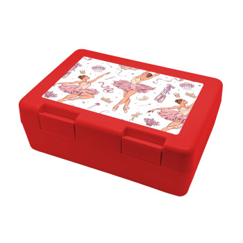 Ballet Dancer, Children's cookie container RED 185x128x65mm (BPA free plastic)