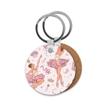 Μπαλαρίνα, Μπρελόκ Ξύλινο στρογγυλό MDF Φ5cm