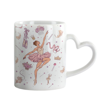 Ballet Dancer, Mug heart handle, ceramic, 330ml
