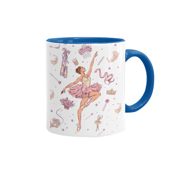 Ballet Dancer, Mug colored blue, ceramic, 330ml