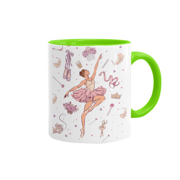 Ballet Dancer, Mug colored light green, ceramic, 330ml