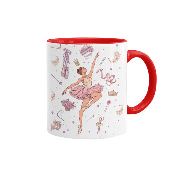 Ballet Dancer, Mug colored red, ceramic, 330ml