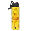 Metallic water bottle with safety lid, 850ml aluminum