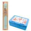 Easter Set, children's snack container BLUE & Easter aromatic flat candle (30cm) (TURQUOISE)