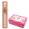 Easter Set, children's snack container PINK & scented flat Easter candle (30cm) (PINK)