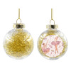 Transparent Christmas tree ball ornament with gold filling 8cm