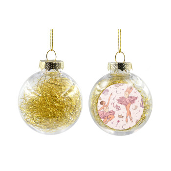 Μπαλαρίνα, Χριστουγεννιάτικη μπάλα δένδρου διάφανη με χρυσό γέμισμα 8cm