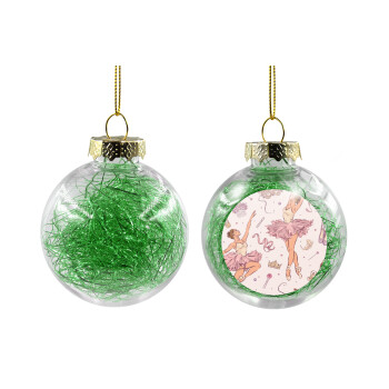 Μπαλαρίνα, Χριστουγεννιάτικη μπάλα δένδρου διάφανη με πράσινο γέμισμα 8cm
