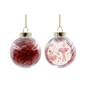 Ballet Dancer, Transparent Christmas tree ball ornament with red filling 8cm