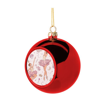 Μπαλαρίνα, Χριστουγεννιάτικη μπάλα δένδρου Κόκκινη 8cm