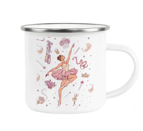 Ballet Dancer — Metallic enamel cup white 360ml