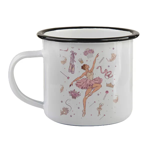 Ballet Dancer — Enamel mug with black rim, 360ml