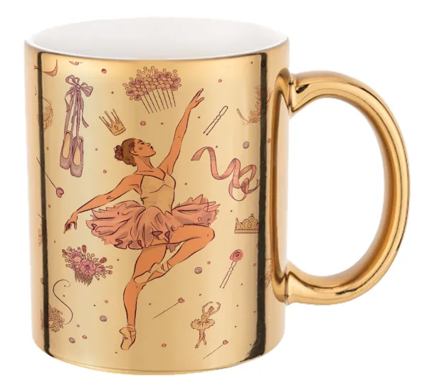 Ballet Dancer — Mug ceramic, gold mirror, 330ml