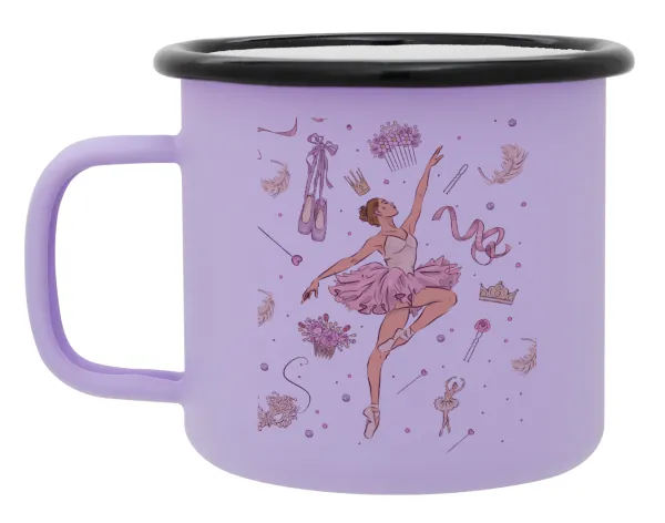 Ballet Dancer — Metal enamel mug, matte light pastel purple, 360ml