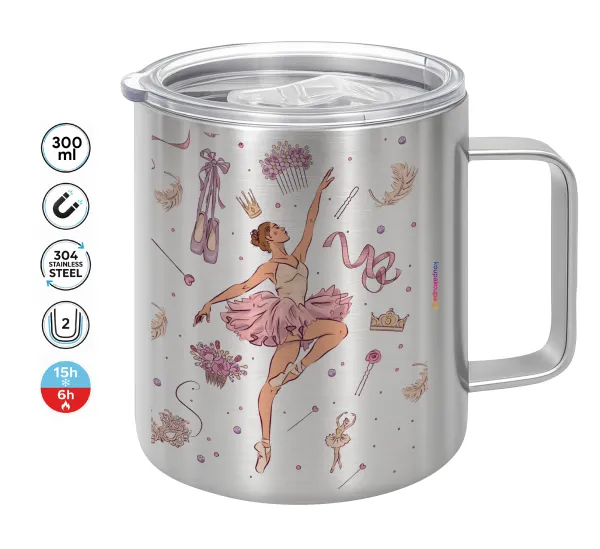 Ballet Dancer — Double-walled stainless steel mug 300ml with temperature-retaining lid