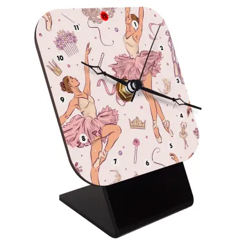 Μπαλαρίνα, Επιτραπέζιο ρολόι ξύλινο με δείκτες (10cm)