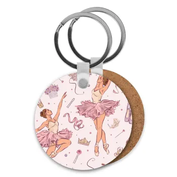 Ballet Dancer, Μπρελόκ Ξύλινο στρογγυλό MDF Φ5cm