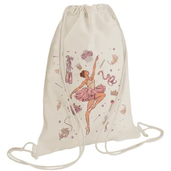 Ballet Dancer, Backpack bag GYMBAG natural (28x40cm)