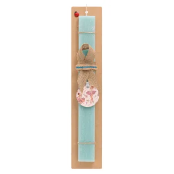 Ballet Dancer, Easter Set, wooden keychain & aromatic flat Easter candle (30cm) (TURQUOISE)