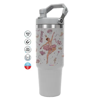 Ballet Dancer, GREY color, 890ml (30oz) stainless Steel Tumbler with Handle