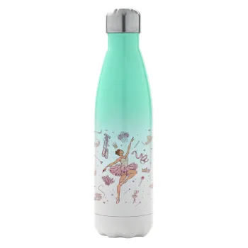 Μπαλαρίνα, Μεταλλικό παγούρι θερμός Πράσινο/Λευκό (Stainless steel), διπλού τοιχώματος, 500ml