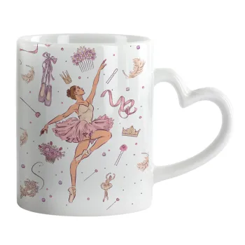 Ballet Dancer, Mug heart handle, ceramic, 330ml