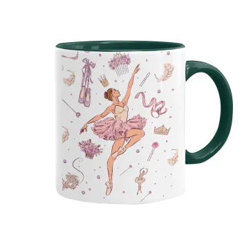 Μπαλαρίνα, Κούπα χρωματιστή πράσινη, κεραμική, 330ml