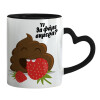 Mug heart black handle, ceramic, 330ml